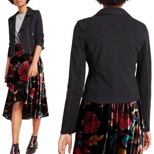 Level 99 Jacket Asymmetrical Zipper Front Zip Linen Blend Black Womens Medium